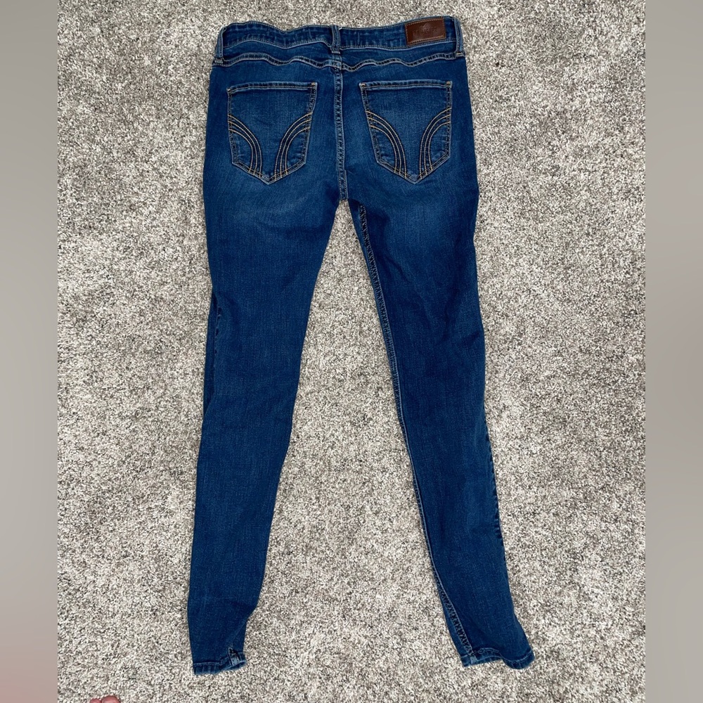 Hollister Womens W28/L28 Blue Denim Dark Wash Faded Mid Rise Super Skinny Jean